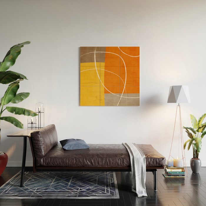 Orange Yellow Brown Artwork Wood Wall Art Gallery Image 2