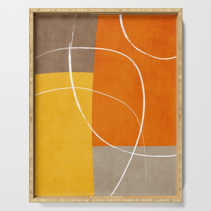 Orange Yellow Brown Artwork Serving Tray Gallery Image 1