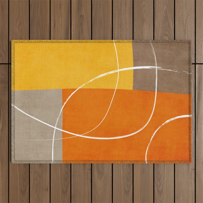Orange Yellow Brown Artwork Outdoor Rug