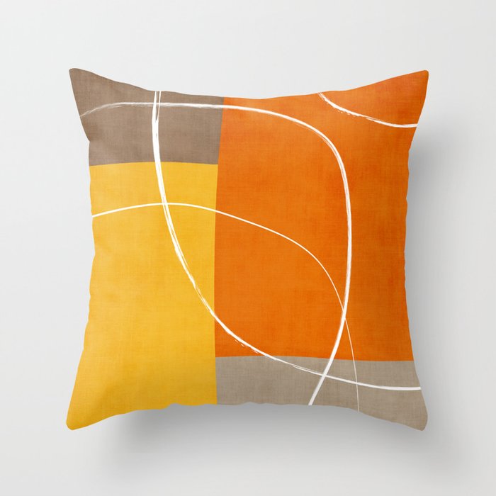 Orange Yellow Brown Artwork Throw Pillow Gallery Image 6