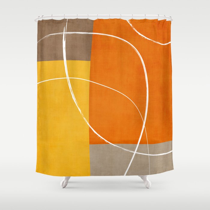 Orange Yellow Brown Artwork Shower Curtain Gallery Image 1