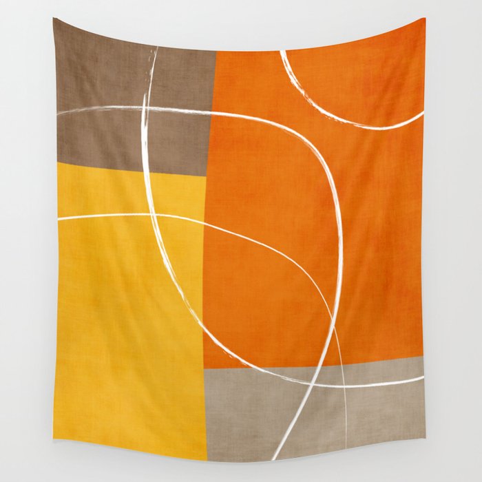 Orange Yellow Brown Artwork Wall Tapestry Gallery Image 1