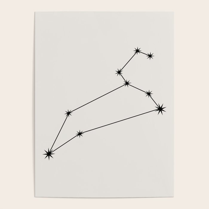 Leo Zodiac Star Constellation Line Art White Poster Gallery Image 4