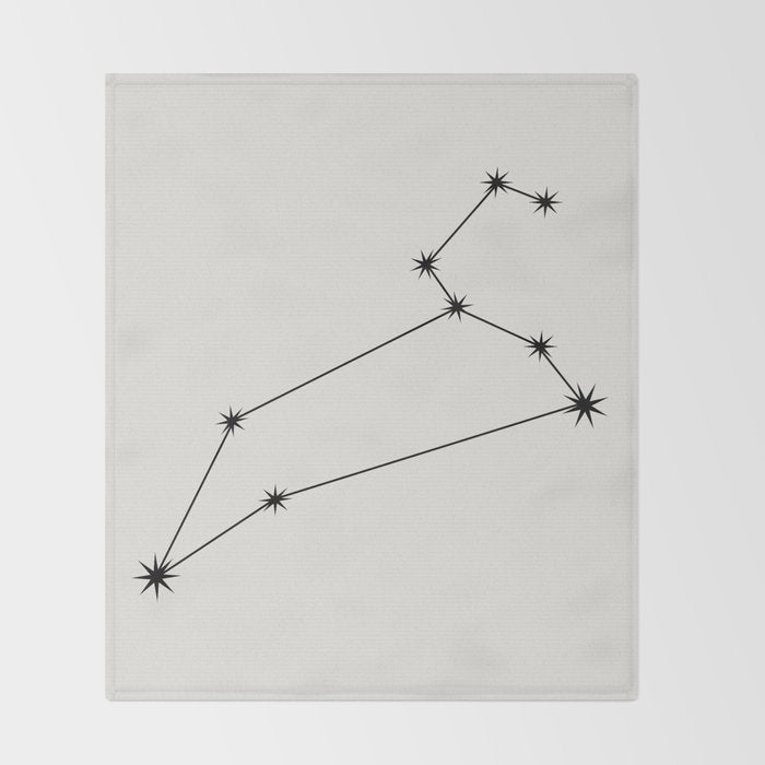 Leo Zodiac Star Constellation Line Art White Throw Blanket Gallery Image 2
