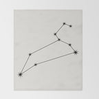 Leo Zodiac Star Constellation Line Art White Throw Blanket Gallery Image 2