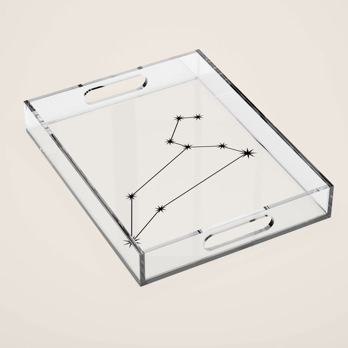 Leo Zodiac Star Constellation Line Art White Acrylic Tray Gallery Image 1