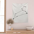 Leo Zodiac Star Constellation Line Art White Wall Tapestry Gallery Image 2