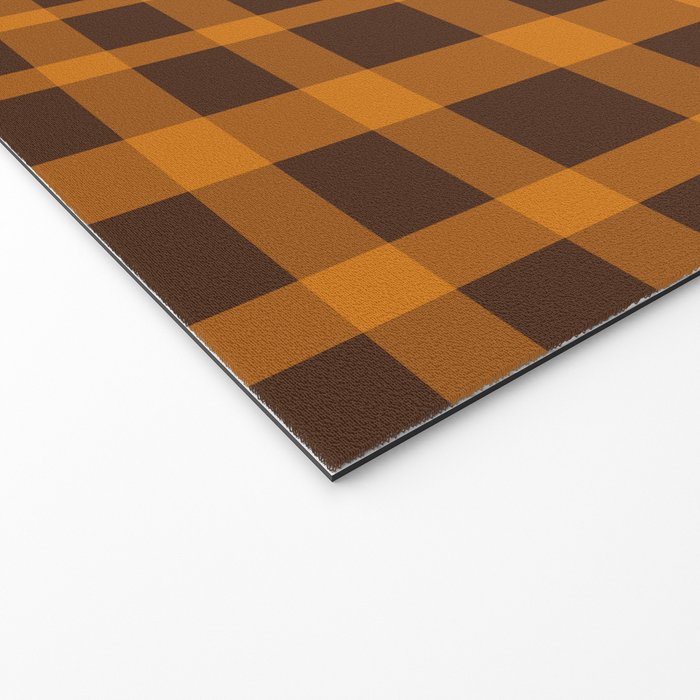 Retro 70s Plaid Pattern in Orange and Dark Brown Welcome Mat Gallery Image 2