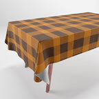 Retro 70s Plaid Pattern in Orange and Dark Brown Tablecloth Gallery Image 1