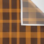 Retro 70s Plaid Pattern in Orange and Dark Brown Wall Tapestry Gallery Image 3