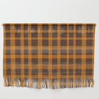 Retro 70s Plaid Pattern in Orange and Dark Brown Wall Hanging Gallery Image 1