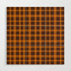 Retro 70s Plaid Pattern in Orange and Dark Brown Wood Wall Art Gallery Image 1