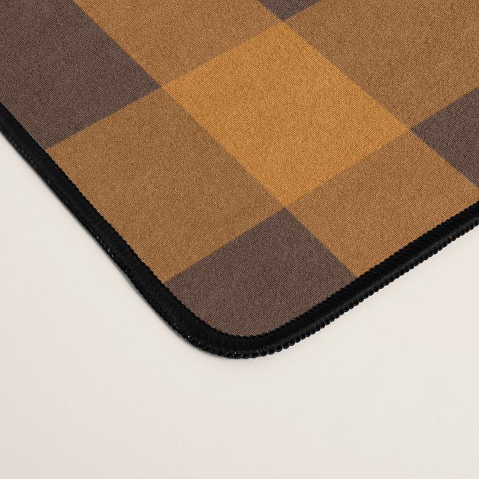 Retro 70s Plaid Pattern in Orange and Dark Brown Desk Mat Gallery Image 4