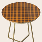 Retro 70s Plaid Pattern in Orange and Dark Brown Side Table Gallery Image 2