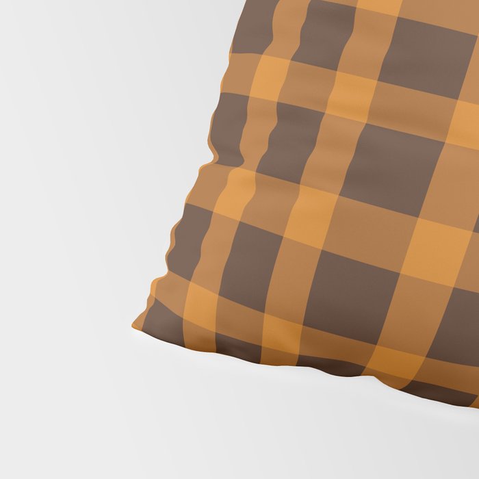Retro 70s Plaid Pattern in Orange and Dark Brown Pillow Sham Gallery Image 4