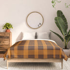 Retro 70s Plaid Pattern in Orange and Dark Brown Comforter Gallery Image 3