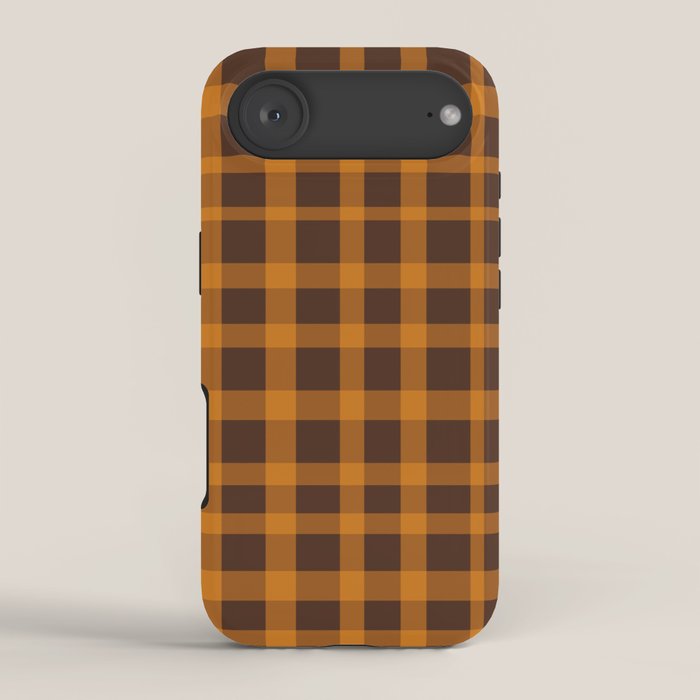 Retro 70s Plaid Pattern in Orange and Dark Brown iPhone Case Gallery Image 2