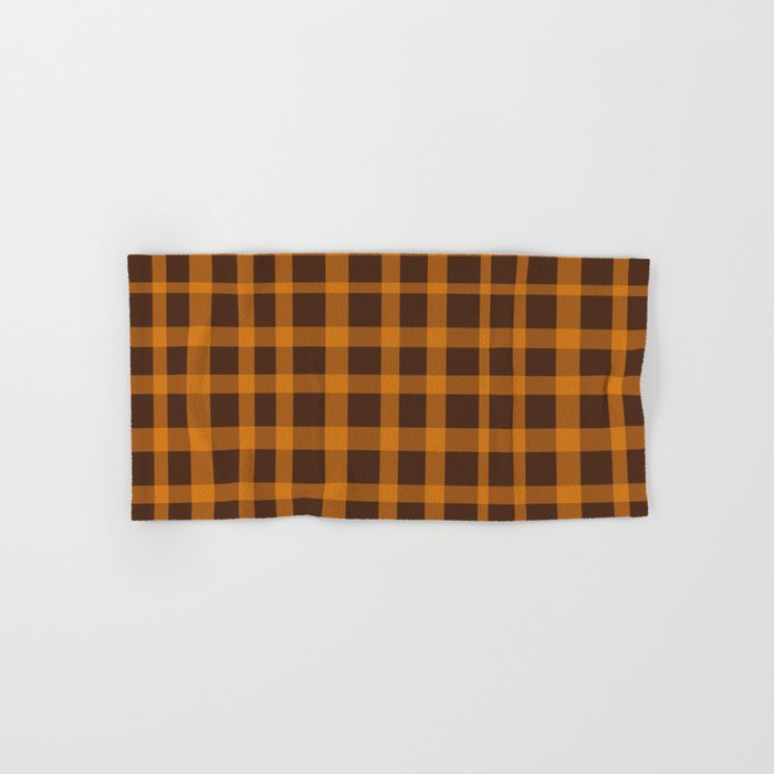 Retro 70s Plaid Pattern in Orange and Dark Brown Bath Towel Gallery Image 1