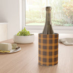 Retro 70s Plaid Pattern in Orange and Dark Brown Wine Chiller Gallery Image 4