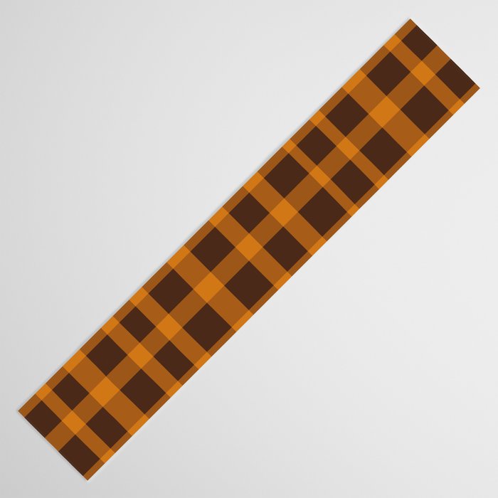 Retro 70s Plaid Pattern in Orange and Dark Brown Table Runner Gallery Image 3