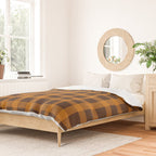 Retro 70s Plaid Pattern in Orange and Dark Brown Duvet Cover Gallery Image 2