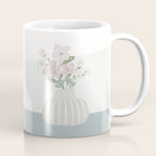 Wildflower bouquet in vase illustration - beige muted pink and dusty green flowers Coffee Mug Gallery Image 1