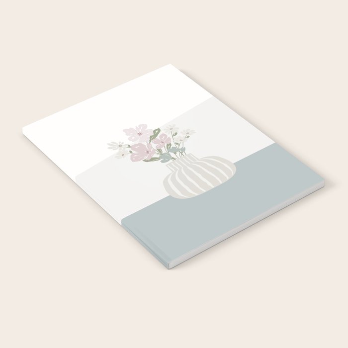Wildflower bouquet in vase illustration - beige muted pink and dusty green flowers Notebook Gallery Image 1