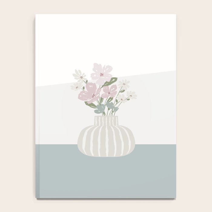Wildflower bouquet in vase illustration - beige muted pink and dusty green flowers Notebook Gallery Image 4