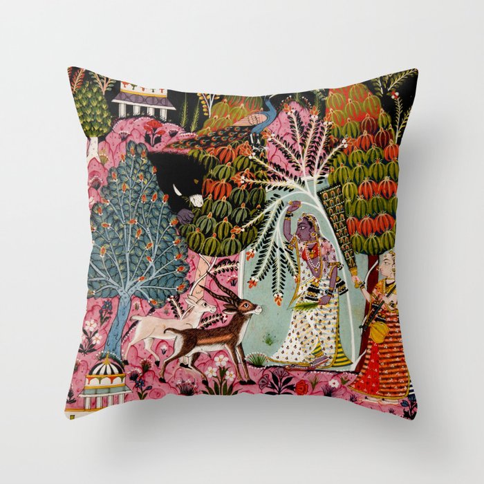 Todi Ragini Indian Painting Illustration Throw Pillow Gallery Image 6
