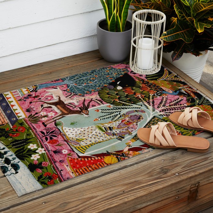 Todi Ragini Indian Painting Illustration Outdoor Rug Gallery Image 2