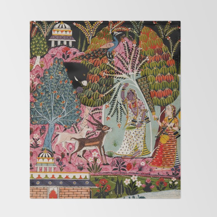 Todi Ragini Indian Painting Illustration Throw Blanket Gallery Image 2