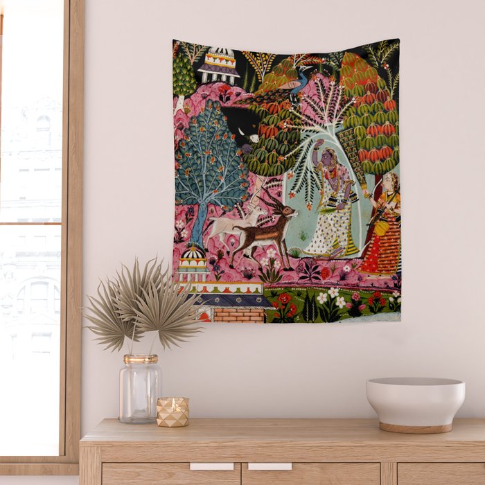 Todi Ragini Indian Painting Illustration Wall Tapestry Gallery Image 2
