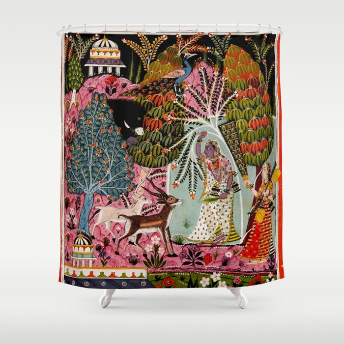Todi Ragini Indian Painting Illustration Shower Curtain Gallery Image 1