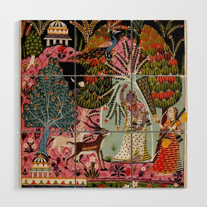 Todi Ragini Indian Painting Illustration Wood Wall Art Gallery Image 1