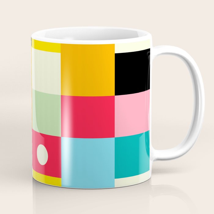Geometric Bauhaus Pattern | Retro Arcade Video Game | Abstract Shapes Coffee Mug Gallery Image 1