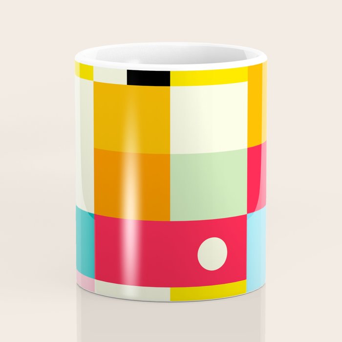 Geometric Bauhaus Pattern | Retro Arcade Video Game | Abstract Shapes Coffee Mug Gallery Image 4