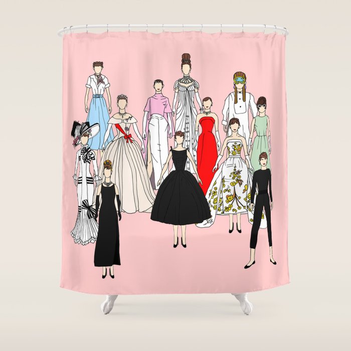 Think Pink Outfits Fashion Audrey Shower Curtain Gallery Image 1