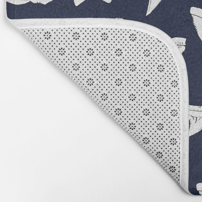 SHARK TEETH PATTERN-navy blue Bath Mat Gallery Image 2