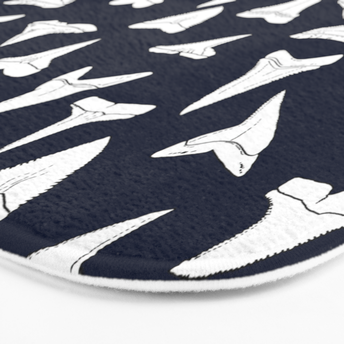 SHARK TEETH PATTERN-navy blue Bath Mat Gallery Image 3