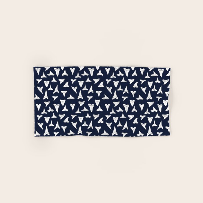SHARK TEETH PATTERN-navy blue Bath Towel Gallery Image 1