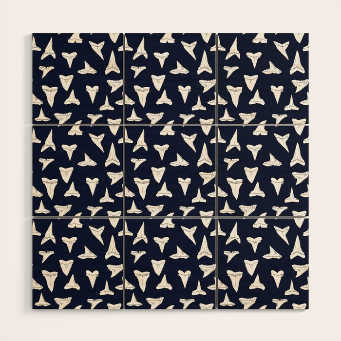 SHARK TEETH PATTERN-navy blue Wood Wall Art Gallery Image 1