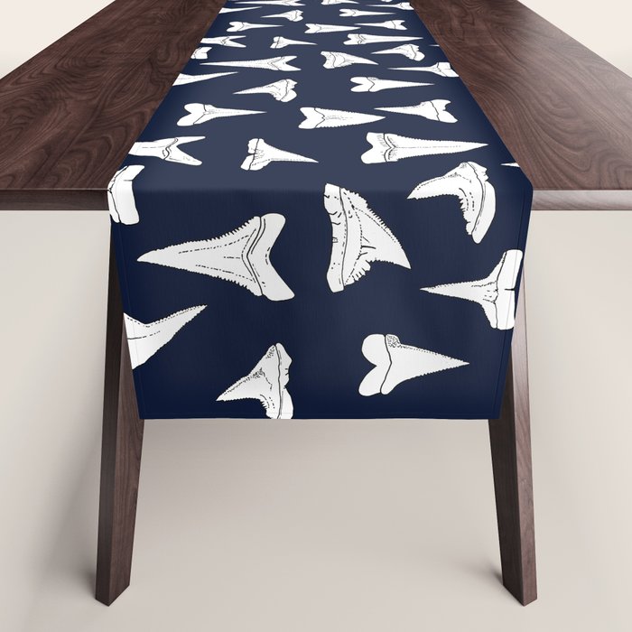 SHARK TEETH PATTERN-navy blue Table Runner Gallery Image 1