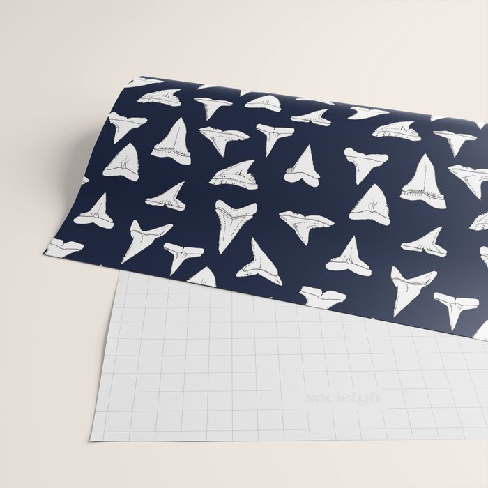 SHARK TEETH PATTERN-navy blue Wrapping Paper Gallery Image 2