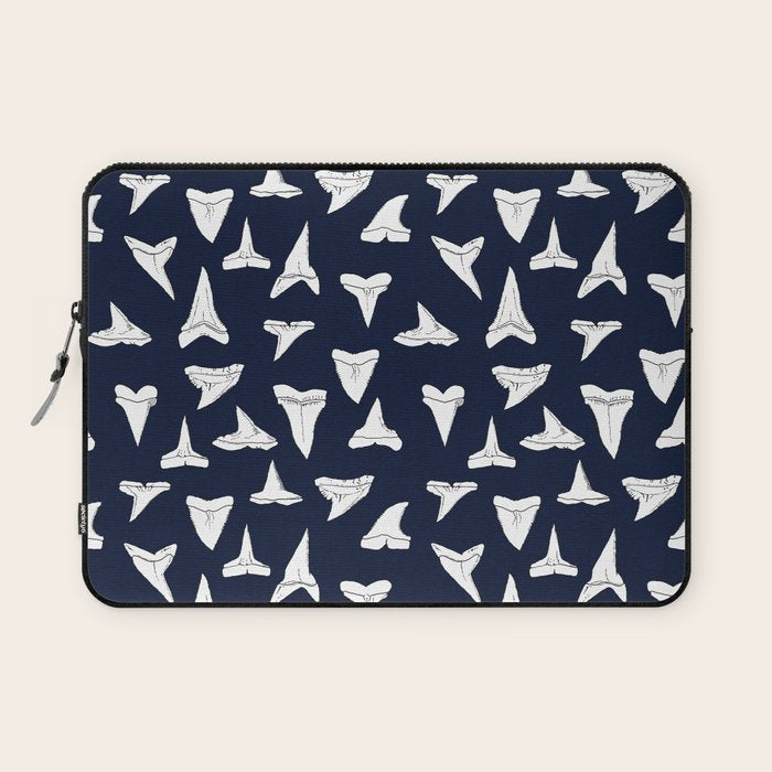 SHARK TEETH PATTERN-navy blue Laptop Sleeve Gallery Image 1