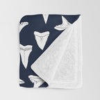 SHARK TEETH PATTERN-navy blue Throw Blanket Gallery Image 3