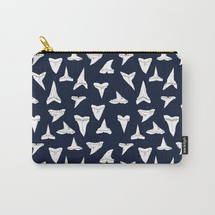 SHARK TEETH PATTERN-navy blue Carry All Pouch Gallery Image 1