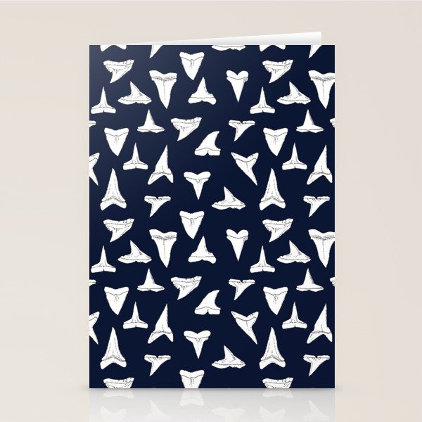 SHARK TEETH PATTERN-navy blue Stationery Card Gallery Image 2