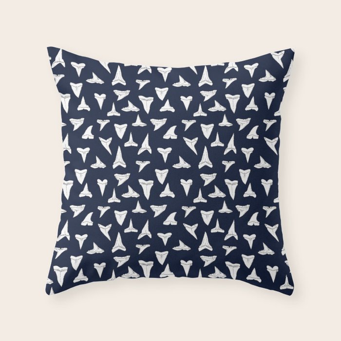 SHARK TEETH PATTERN-navy blue Throw Pillow Gallery Image 6