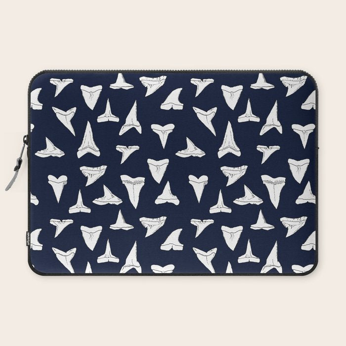 SHARK TEETH PATTERN-navy blue Laptop Sleeve Gallery Image 2