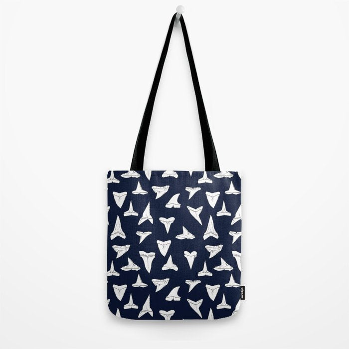 SHARK TEETH PATTERN-navy blue Tote Bag Gallery Image 2
